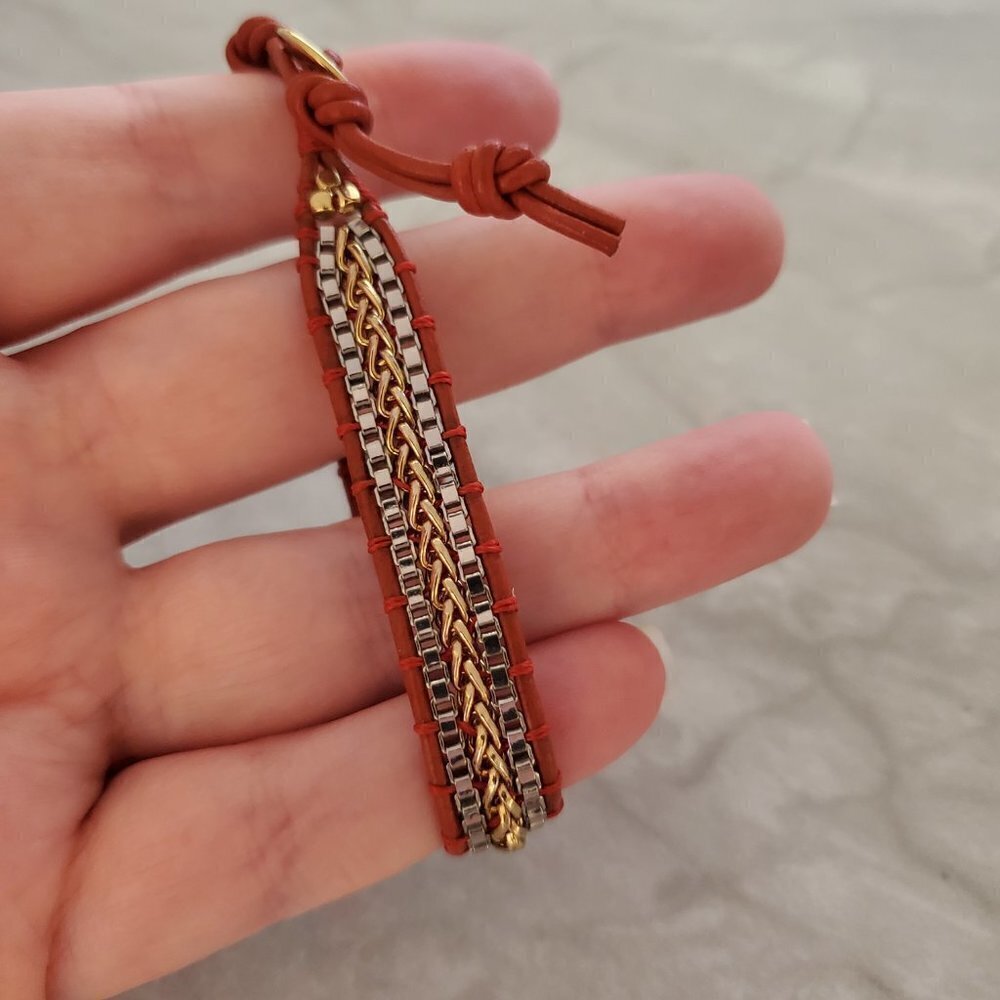 💖 Stella and Dot Braided Chain Button Toggle Box Chain Foundation Bracelet 💖 - Picture 5 of 8